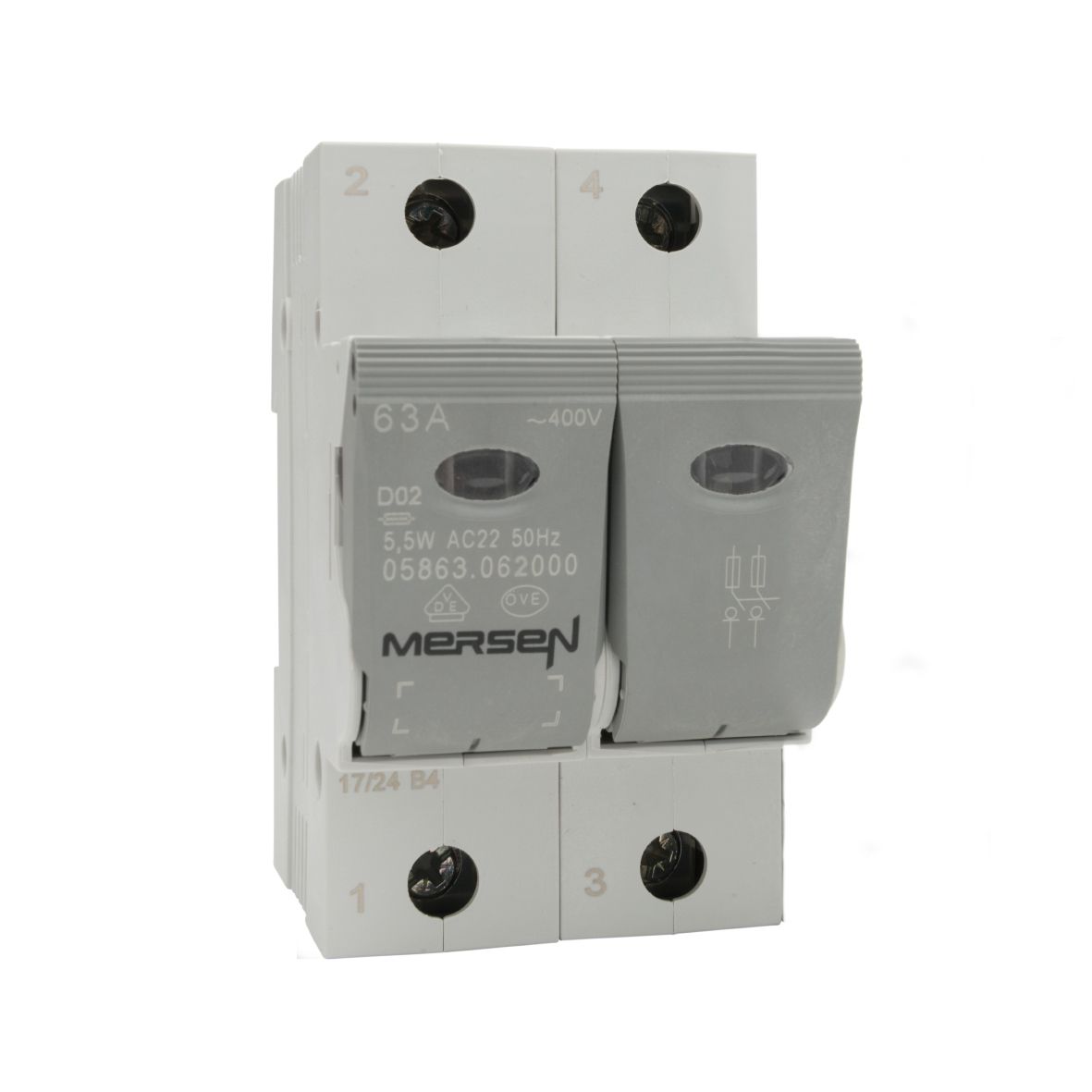 J1012606 - LINOCUR D02 switch disconnector for DIN rail, 230/400VAC 65VDC/pole 63A, 2-pole